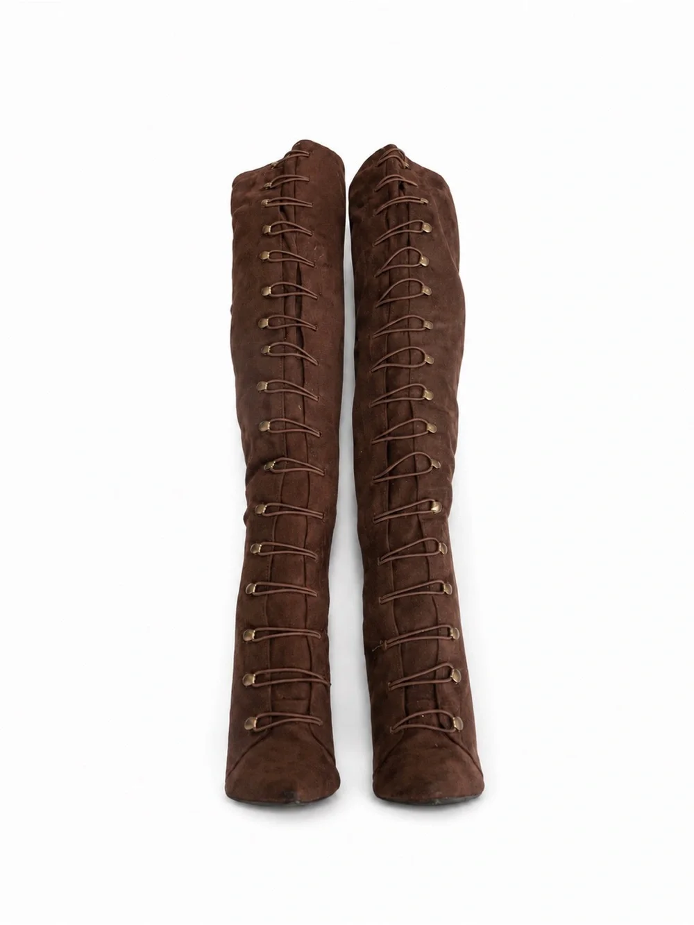 Women's Brown Lace-Up Over-the-Knee Stiletto Boots
